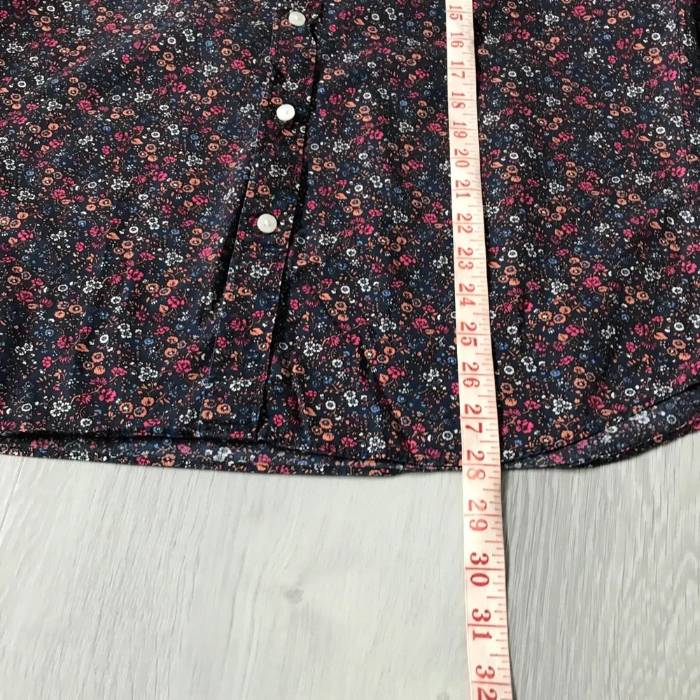 J CREW NAVY FLORAL SHIRT POPLIN LONG SLEEVE BUTTON MENS LARGE
